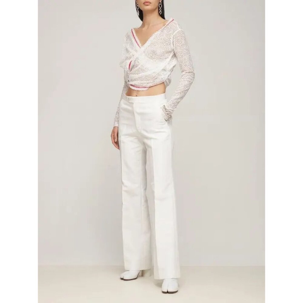 Y/PROJECT WHITE TWISTED LACE L/S TOP, MEDIUM